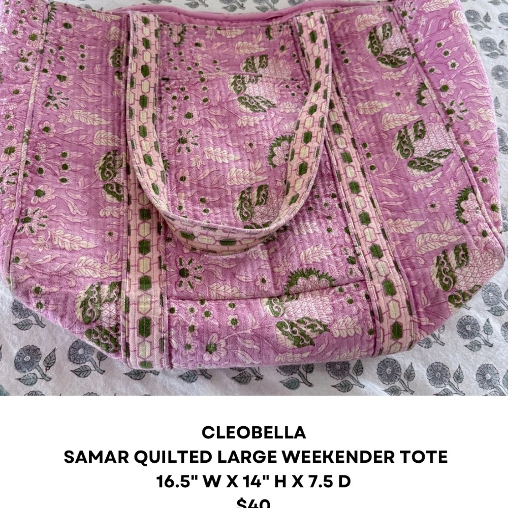 Cleobella Pink Quilted Weekender Tote